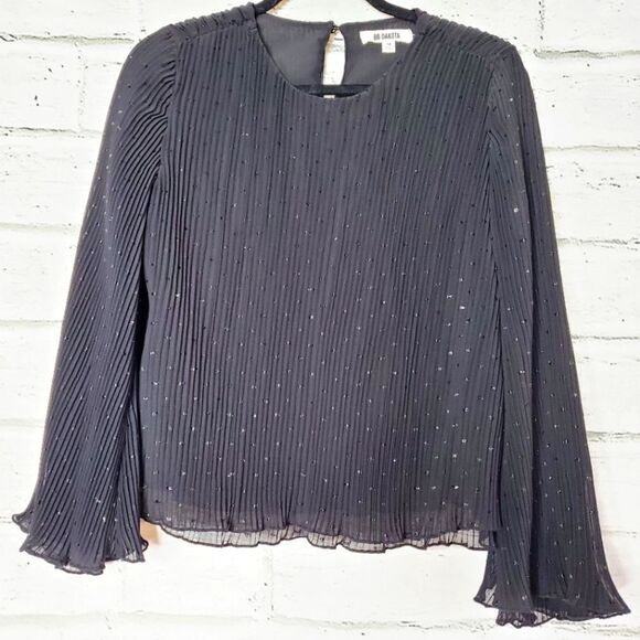 BB Dakota surrey metallic doc pleated ruffle top black medium - Picture 3 of 8